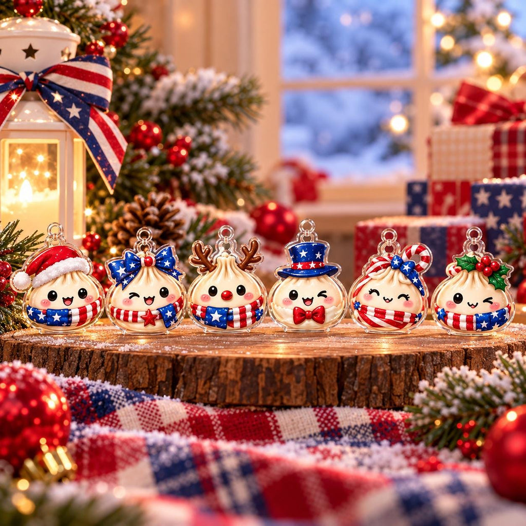 Dumpling Christmas Advent Calendar HG, 24 Acrylic Ornament Charms, Cute Dumpling Christmas Countdown, Holiday Xmas Gift for Kids