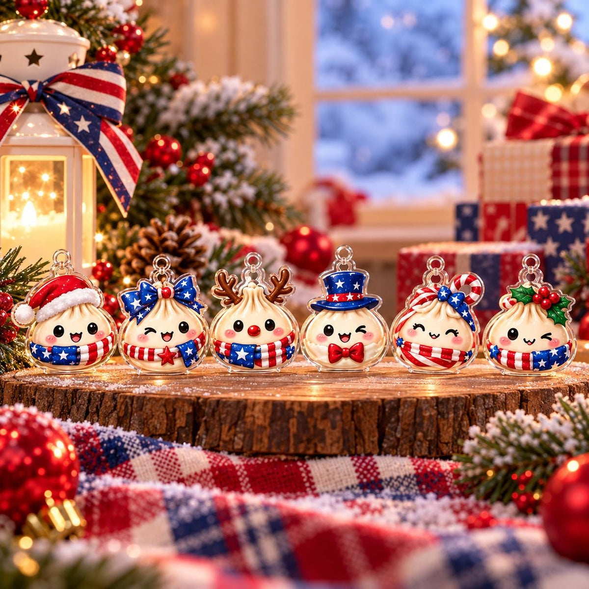 Dumpling Christmas Advent Calendar HG, 24 Acrylic Ornament Charms, Cute Dumpling Christmas Countdown, Holiday Xmas Gift for Kids
