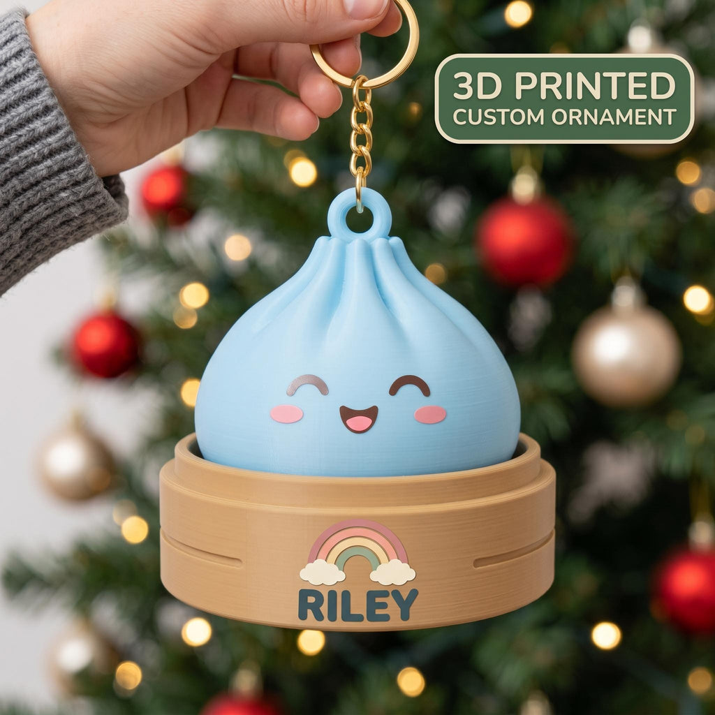 Personalized Squishy Dumpling Ornament, Dumpling 3D Printed Keychain, Squishy Keychain Charm, Kawaii Bao Steamer, Christmas 2026