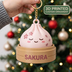 Personalized Squishy Dumpling Ornament, Dumpling 3D Printed Keychain, Squishy Keychain Charm, Kawaii Bao Steamer, Christmas 2026