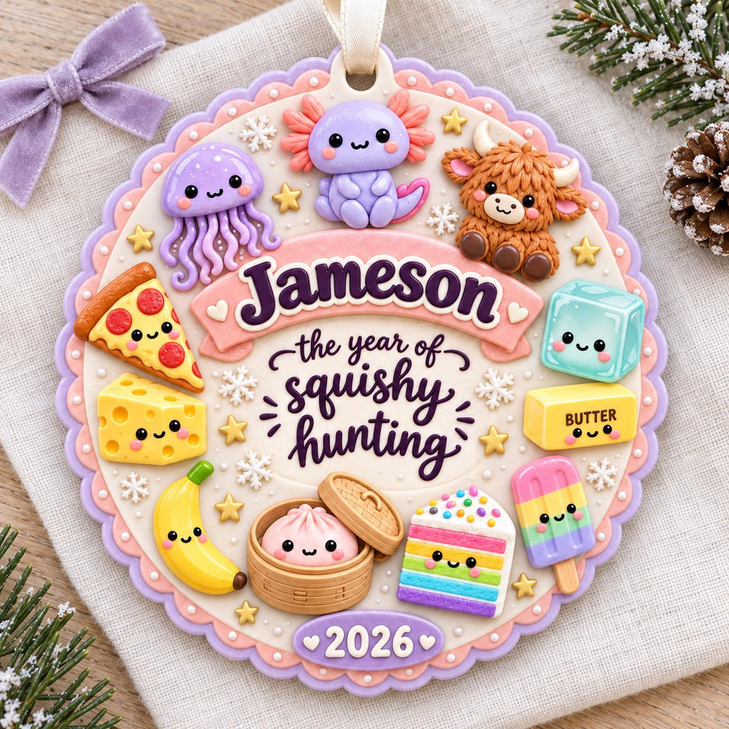 Personalized Squishy Hunting Christmas Ornament 2026, Kawaii Squishies Decor, Kids Christmas, Cute Squishy Ornament,Viral Toy Collector Gift