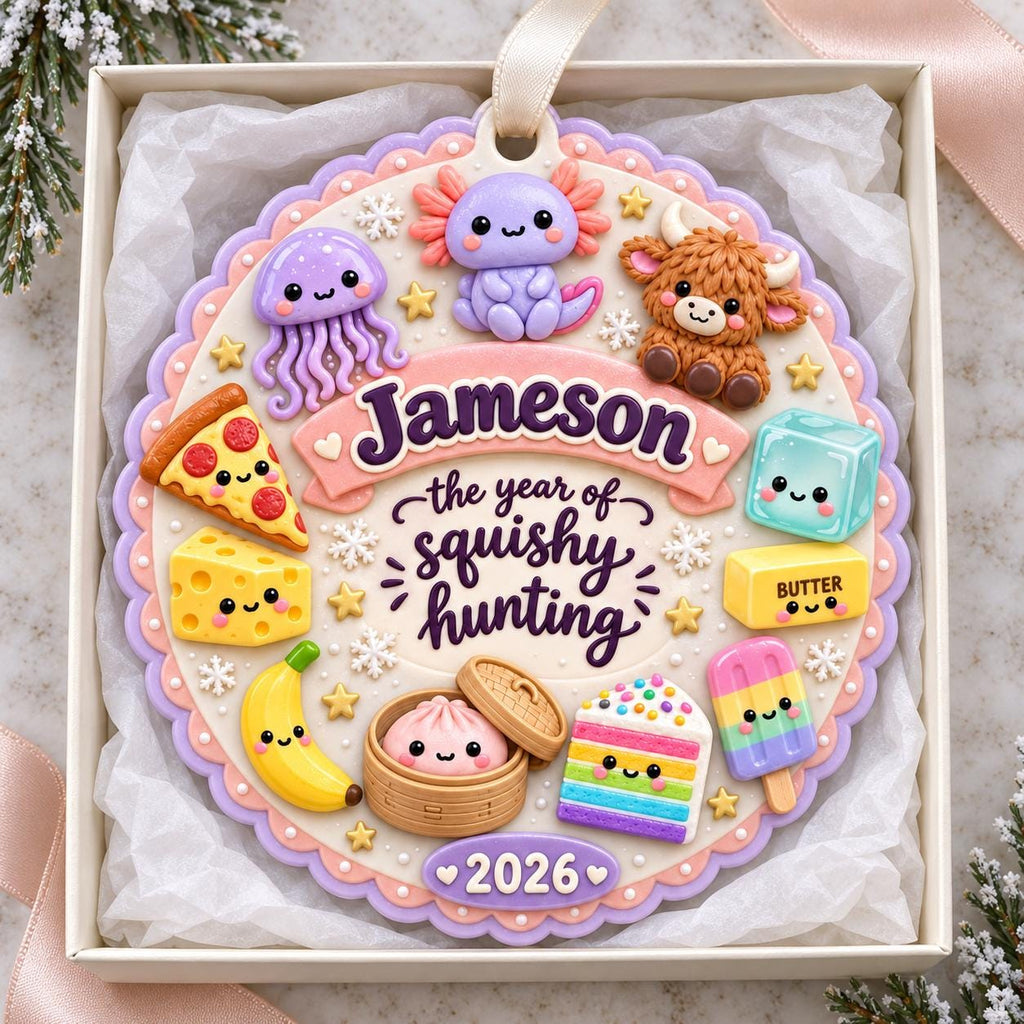 Personalized Squishy Hunting Christmas Ornament 2026, Kawaii Squishies Decor, Kids Christmas, Cute Squishy Ornament,Viral Toy Collector Gift