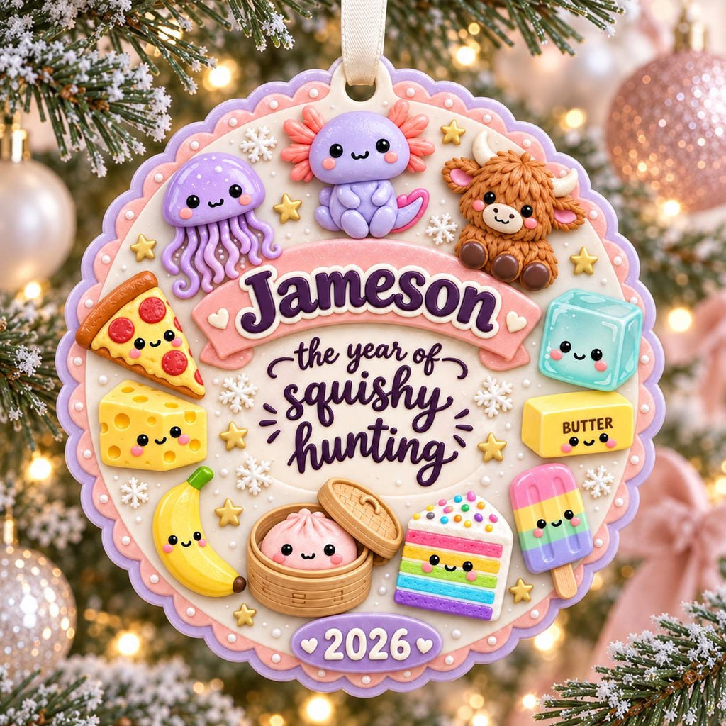 Personalized Squishy Hunting Christmas Ornament 2026, Kawaii Squishies Decor, Kids Christmas, Cute Squishy Ornament,Viral Toy Collector Gift