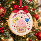 The Year of Squishy Hunting Ornament, Personalized Embroidered Christmas Hoop, Custom Name 2026 Keepsake, Cute Holiday Decor