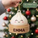 Personalized Squishy Dumpling Ornament, Dumpling 3D Printed Keychain, Squishy Keychain Charm, Kawaii Bao Steamer, Christmas 2026
