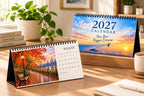 2027 Desk Calendar, Scenic Travel Photo Calendar, Small Office Calendar, Monthly Planner Gift for Coworker
