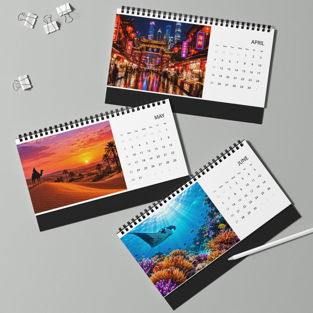 2027 Desk Calendar, Scenic Travel Photo Calendar, Small Office Calendar, Monthly Planner Gift for Coworker