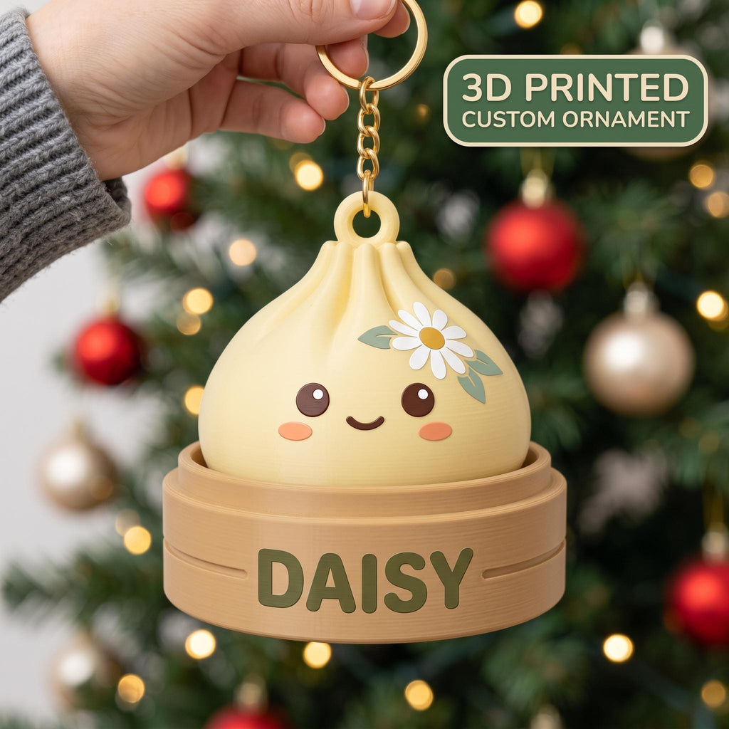 Personalized Squishy Dumpling Ornament, Dumpling 3D Printed Keychain, Squishy Keychain Charm, Kawaii Bao Steamer, Christmas 2026