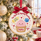 The Year of Squishy Hunting Ornament, Personalized Embroidered Christmas Hoop, Custom Name 2026 Keepsake, Cute Holiday Decor